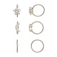 Multi-Pack CZ Star and Moon Titanium Hoop Nose Rings 3 Pair - 20 Gauge at Spencer's