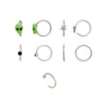 Multi-Pack Alien and Star Nose Hoops 9 Pack - 20 Gauge at Spencer's