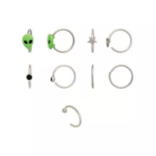 Multi-Pack Alien and Star Nose Hoops 9 Pack - 20 Gauge at Spencer's