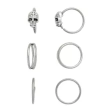 Multi-Pack Skull and Illusion Double Hoops 6 Pack - 20 Gauge at Spencer's