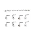 Multi-Pack Silver-Tone Chain and L-Bend Nose Rings 4 Pair at Spencer's