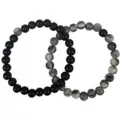 Multi-Pack Black and Grey Long Distance Beaded Bracelets - 2 Pack at Spencer's