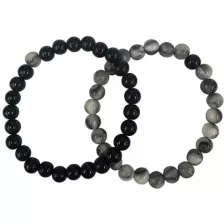 Multi-Pack Black and Grey Long Distance Beaded Bracelets - 2 Pack at Spencer's