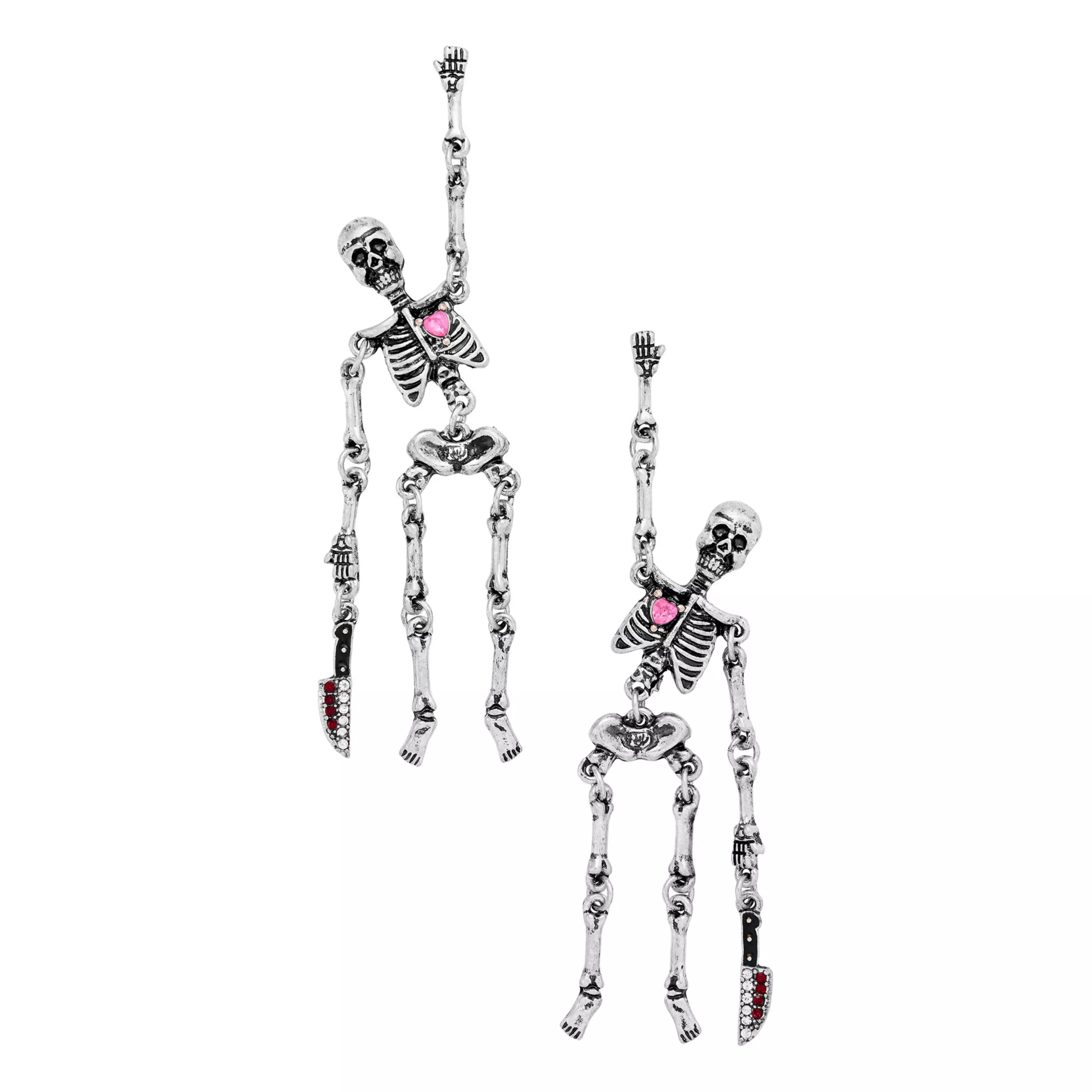 CZ Skeleton Knife Dangle Earrings at Spencer's