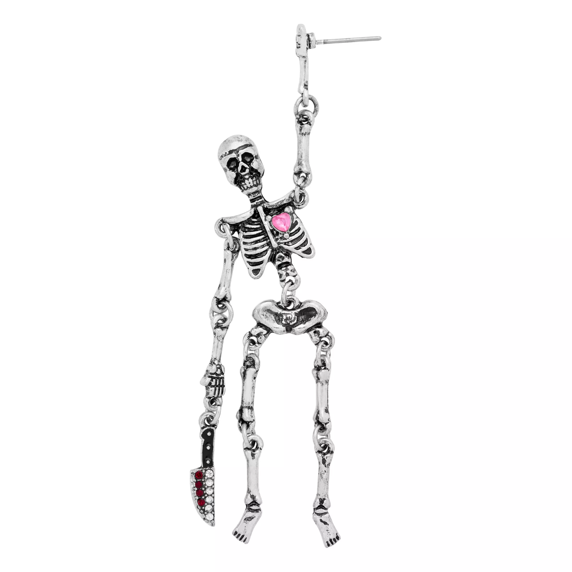 CZ Skeleton Knife Dangle Earrings at Spencer's