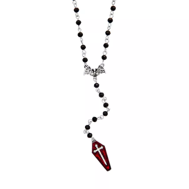Bat Cross Coffin Rosary Necklace at Spencer's