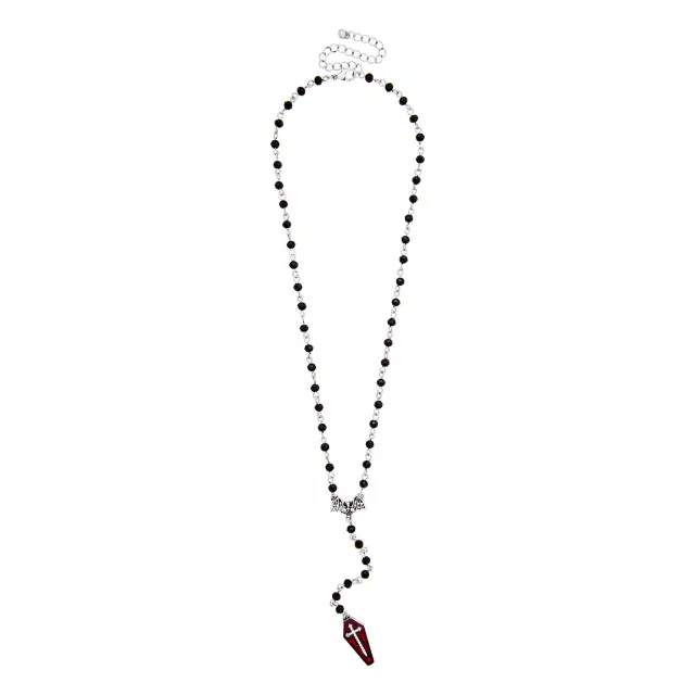 Bat Cross Coffin Rosary Necklace at Spencer's