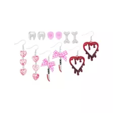 Multi-Pack Heart Skull Blood Assorted Earrings - 6 Pack at Spencer's