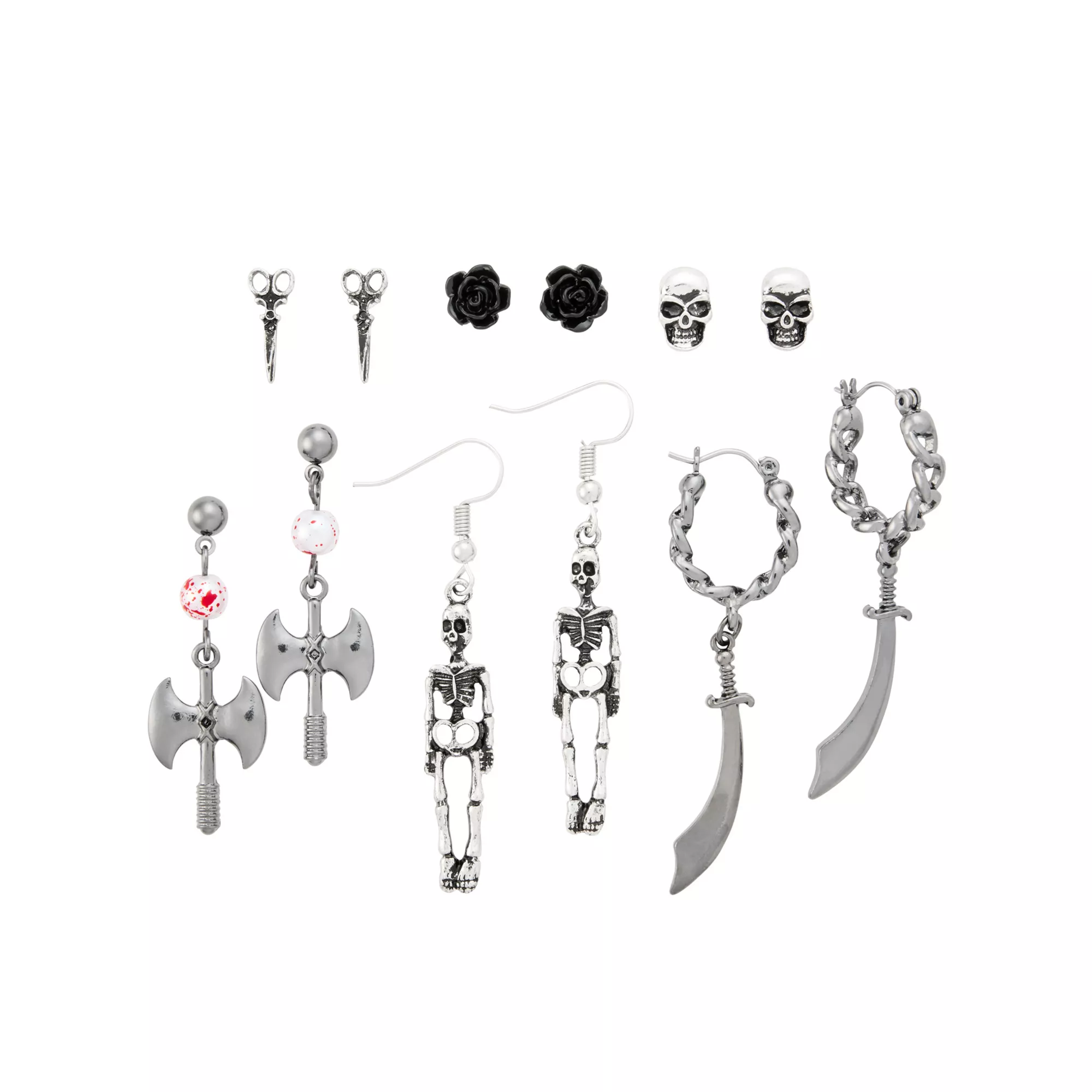 Multi-Pack Gothic Weaponry Studs and Dangle Earrings - 6 Pair at Spencer's
