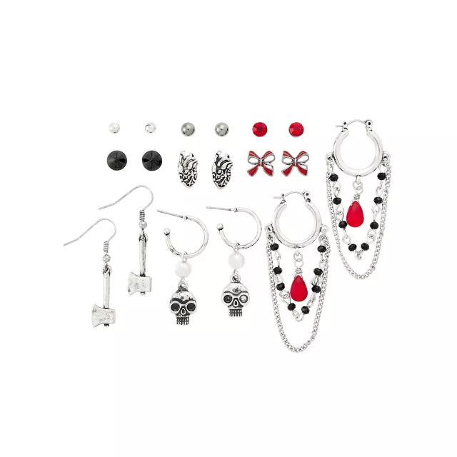 Multi-Pack Gothic Studs and Dangle Earrings - 9 Pair at Spencer's