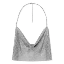 Silver Chain Bow Crop Top at Spencer's