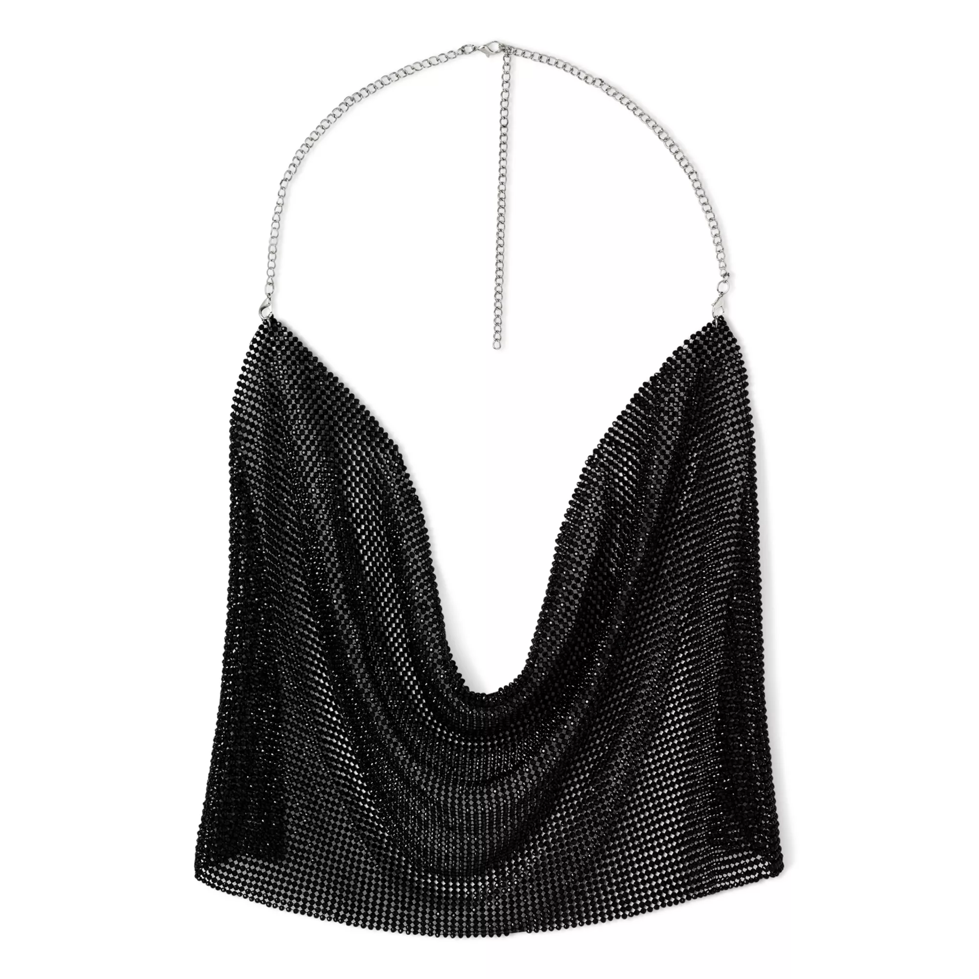 Black Drape Chain Crop Top at Spencer's