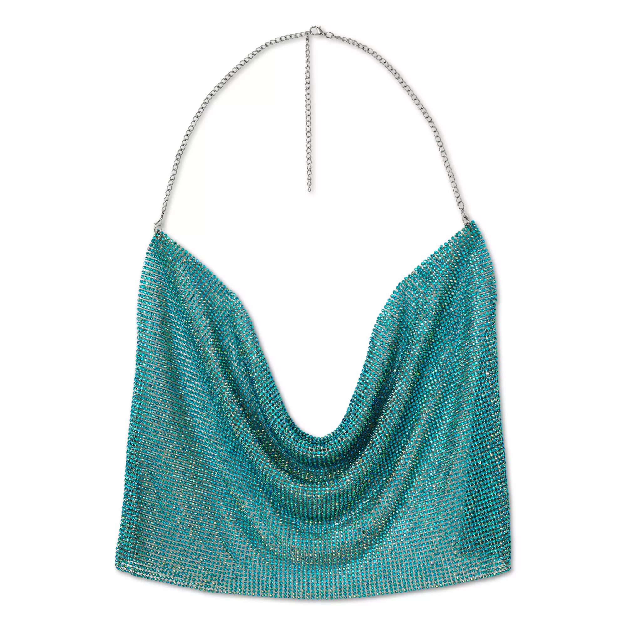 Turquoise Drape Chain Crop Top at Spencer's