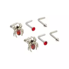 Multi-Pack Red CZ Spider L-Bend Nose Pins 6 Pack - 18 Gauge at Spencer's