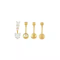 Multi-Pack 14K Gold CZ Heart Belly Rings 4 Pack - 14 Gauge at Spencer's