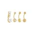 Multi-Pack 14K Gold CZ Heart Belly Rings 4 Pack - 14 Gauge at Spencer's