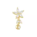 14K Gold CZ Flower Dangle Belly Ring - 14 Gauge at Spencer's