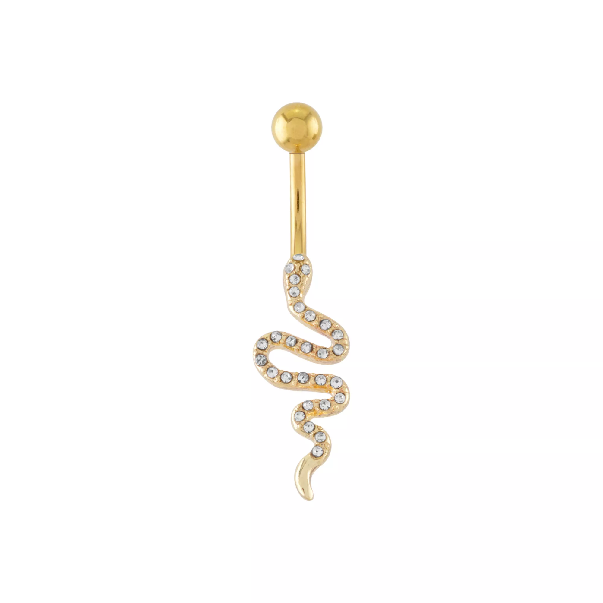 Titanium Goldtone CZ Snake Belly Ring - 14 Gauge at Spencer's