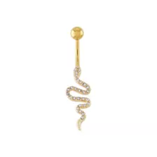 Titanium Goldtone CZ Snake Belly Ring - 14 Gauge at Spencer's