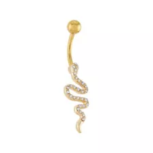 Titanium Goldtone CZ Snake Belly Ring - 14 Gauge at Spencer's