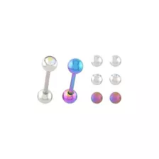 Multi-Color Titanium Barbells with Extra Balls - 14 Gauge at Spencer's