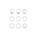 Multi-Pack CZ Silvertone Flower Hoop and Half Hoop Nose Rings 9 Pack - 20 Gauge at Spencer's