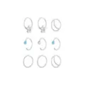Multi-Pack CZ Silvertone Flower Hoop and Half Hoop Nose Rings 9 Pack - 20 Gauge at Spencer's