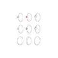 Multi-Pack Pink and Clear CZ Heart Nose Hoops 9 Pack - 20 Gauge at Spencer's