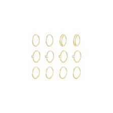Multi-Pack CZ Goldtone Hoop and Half Hoop Nose Rings 12 Pack - 20 Gauge at Spencer's
