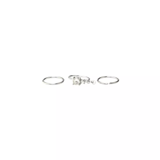 Multi-Pack CZ Aurora Borealis Effect Silvertone Dangle Hoop Nose Rings 3 Pack - 20 Gauge at Spencer's
