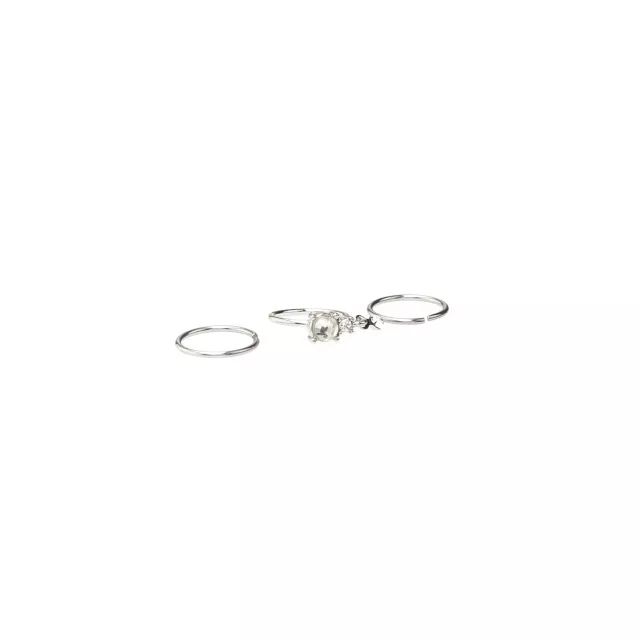 Multi-Pack CZ Aurora Borealis Effect Silvertone Dangle Hoop Nose Rings 3 Pack - 20 Gauge at Spencer's