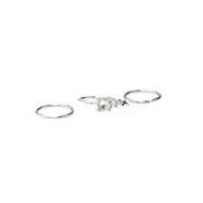 Multi-Pack CZ Aurora Borealis Effect Silvertone Dangle Hoop Nose Rings 3 Pack - 20 Gauge at Spencer's