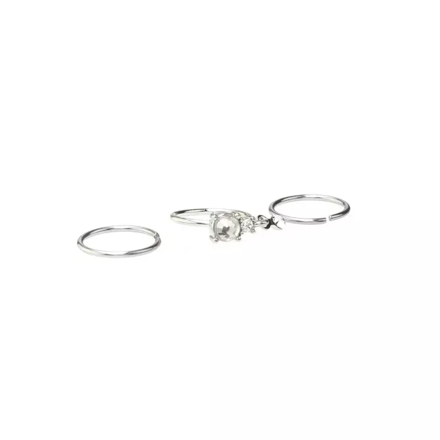 Multi-Pack CZ Aurora Borealis Effect Silvertone Dangle Hoop Nose Rings 3 Pack - 20 Gauge at Spencer's
