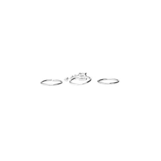 Multi-Pack CZ Aurora Borealis Effect Silvertone Dangle Hoop Nose Rings 3 Pack - 20 Gauge at Spencer's