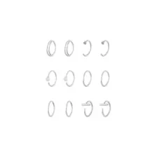 Multi-Pack CZ Silvertone Hoop and Half Hoop Nose Rings 12 Pack - 20 Gauge at Spencer's