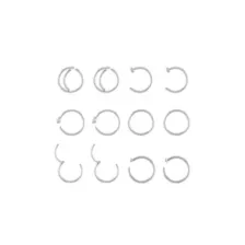 Multi-Pack CZ Silvertone Hoop and Half Hoop Nose Rings 12 Pack - 20 Gauge at Spencer's