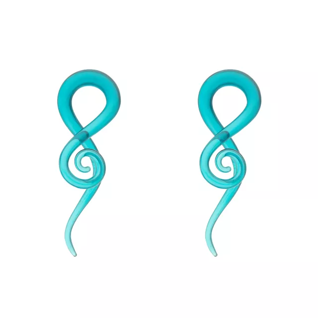 Teal Glass Spiral Plugs at Spencer's