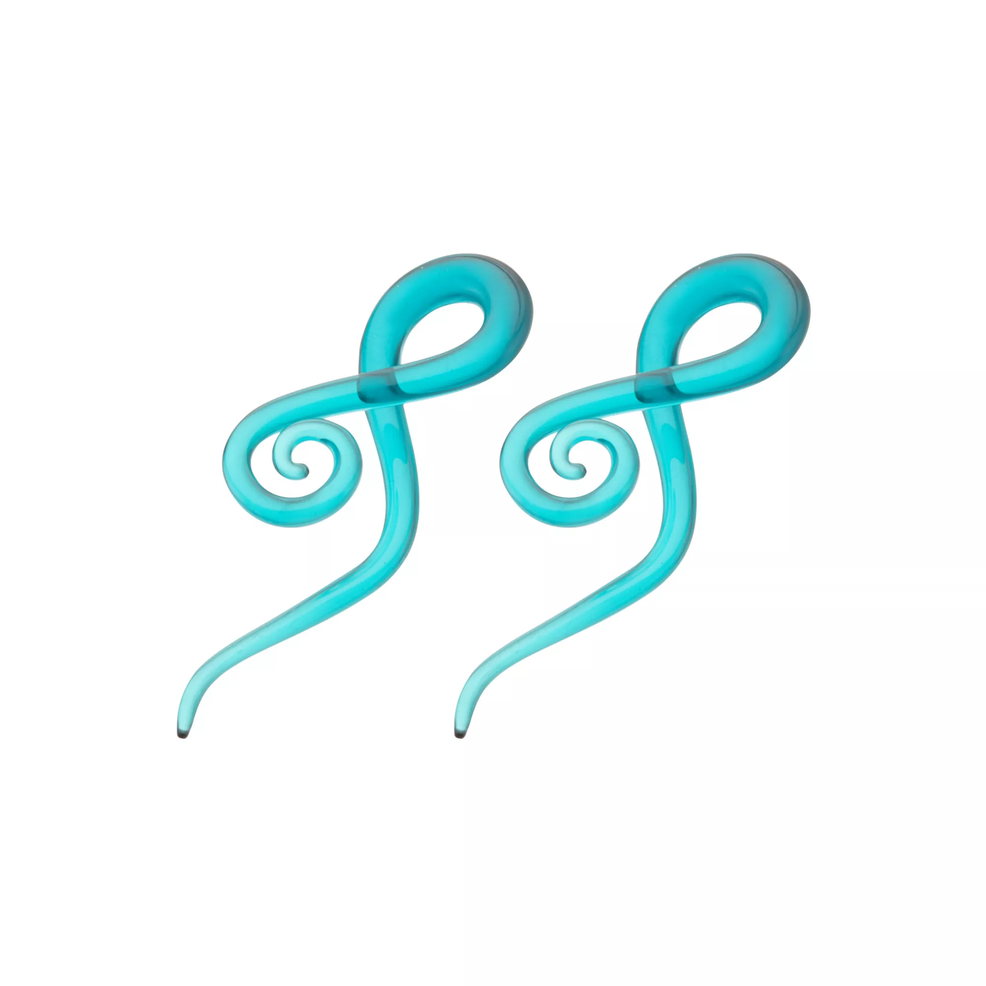 Teal Glass Spiral Plugs at Spencer's