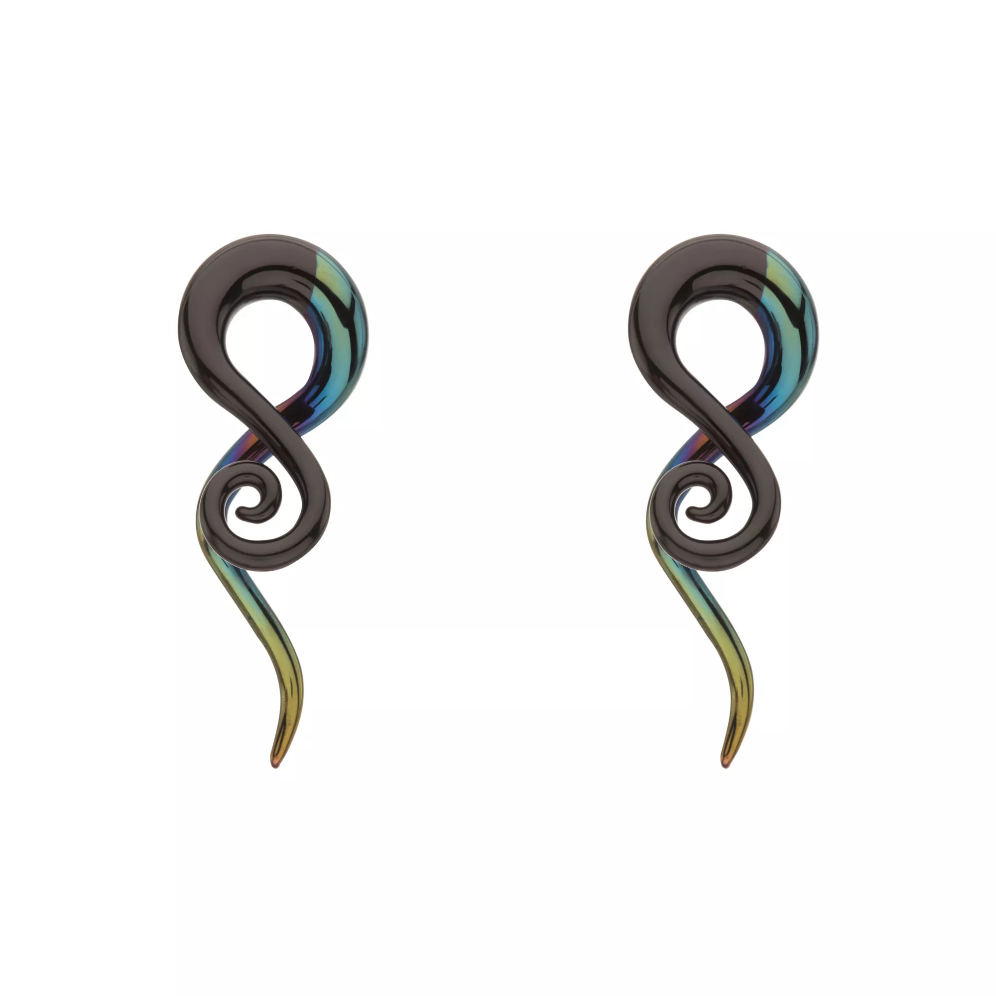 Iridescent Black Glass Spiral Plugs at Spencer's