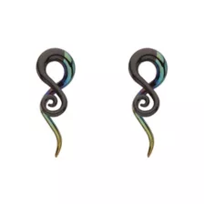 Iridescent Black Glass Spiral Plugs at Spencer's