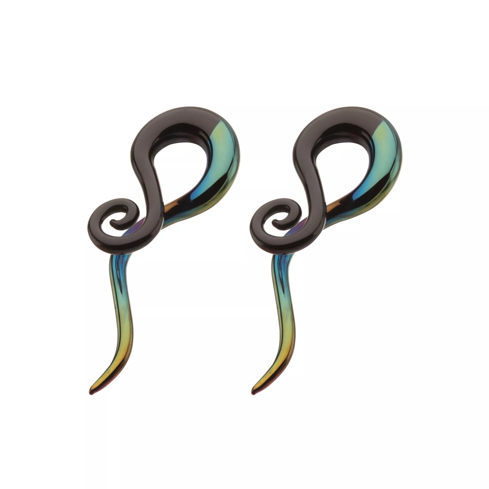 Iridescent Black Glass Spiral Plugs at Spencer's