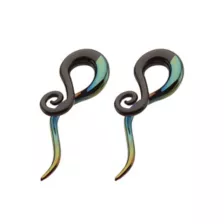 Iridescent Black Glass Spiral Plugs at Spencer's