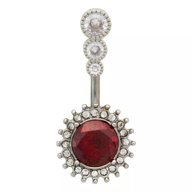 CZ Red Clear Multi-Gem Titanium Belly Ring - 14 Gauge at Spencer's