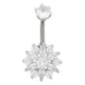 CZ Flower Prong Titanium Belly Ring - 14 Gauge at Spencer's