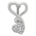CZ Silvertone Heart Titanium Belly Ring - 14 Gauge at Spencer's