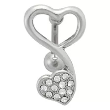 CZ Silvertone Heart Titanium Belly Ring - 14 Gauge at Spencer's