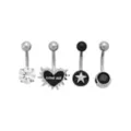 Multi-Pack CZ and Black Love Me Belly Rings 4 Pack - 14 Gauge at Spencer's