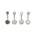 Multi-Pack CZ Aurora Borealis-Effect Pave Titanium Belly Rings 4 Pack - 14 Gauge at Spencer's