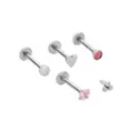 Multi-Pack CZ Pink Heart Labret Lip Rings 5 Pack - 16 Gauge at Spencer's