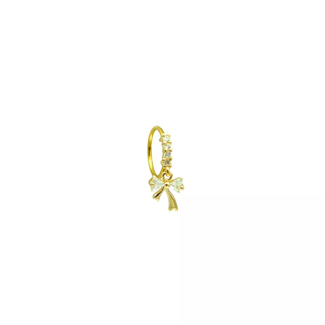 Gold CZ Bow Dangle Hinge Hoop - 18 Gauge at Spirit Halloween